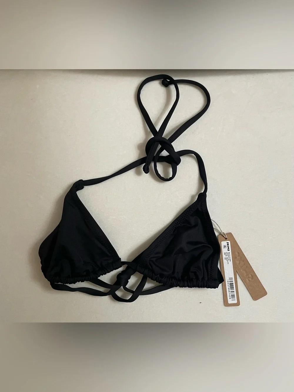 SKIMS 2Pc SET Triangle Bikini Top & Dipped Tie Bikini  Bottom Onyx Black XXS